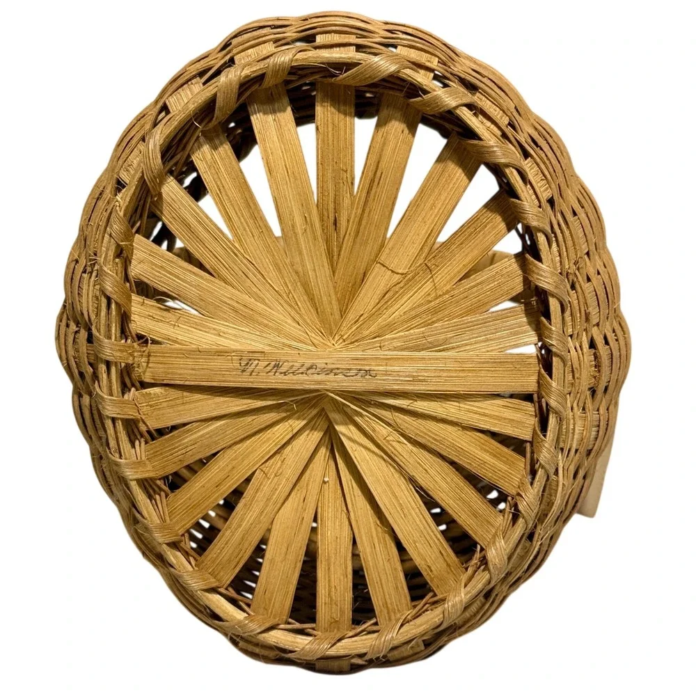 Handwoven Basket Tall Twisted Handle Artisan Reed Basket Twisted Oak Studio